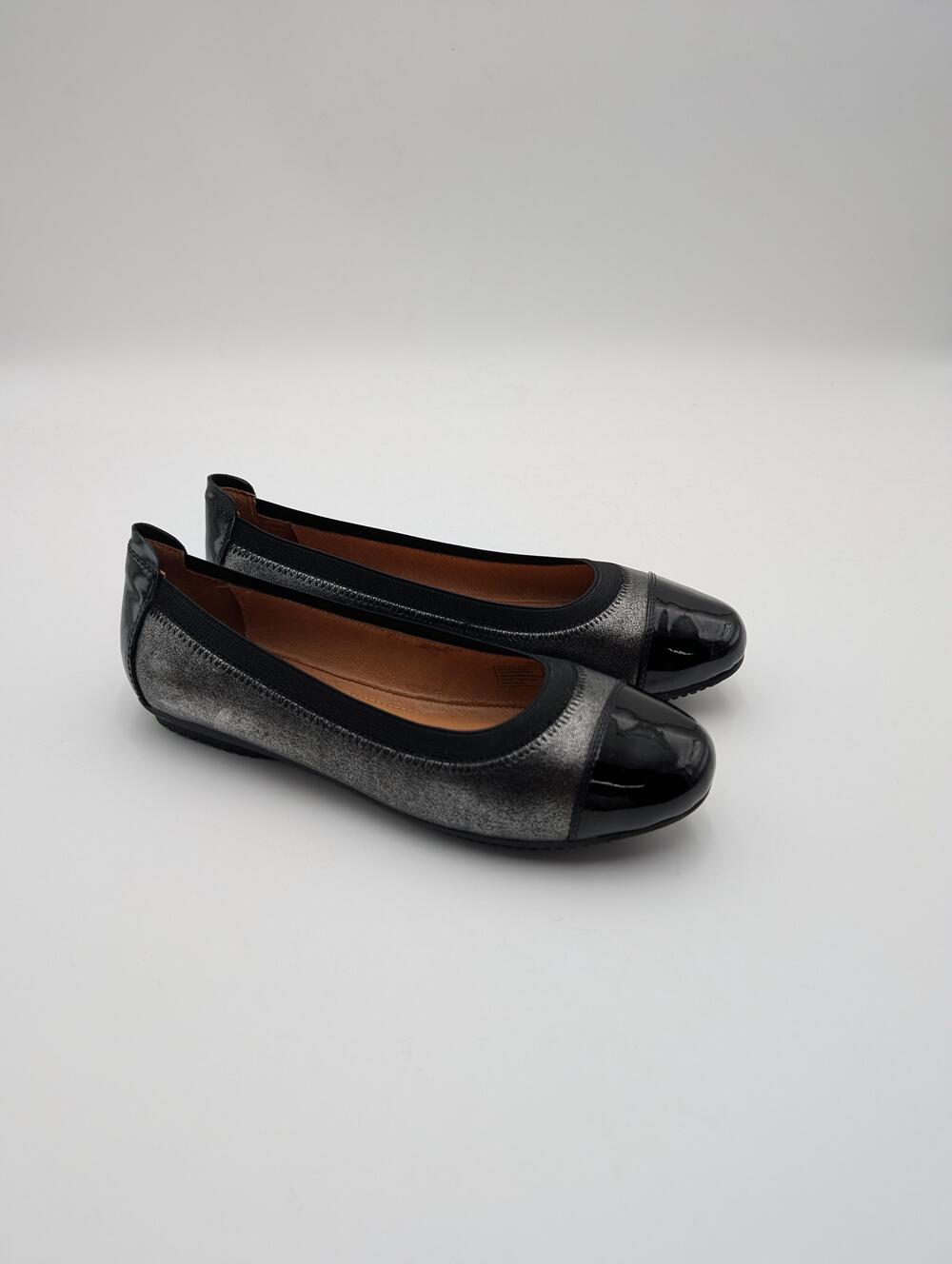 Josef Seibel Ballet Flats Shoes Womens Size 5.5 Silver Black Double Air Reaction